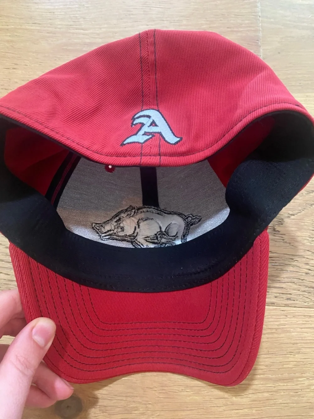 Arkansas Razorback Adidas Athletic Red Baseball Cap adult S/M EUC